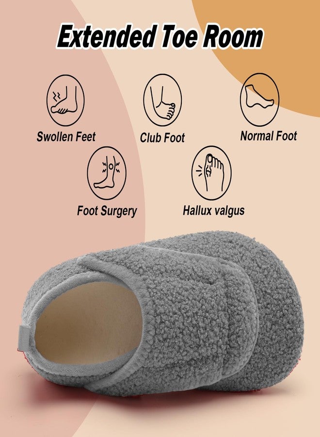 BARERUN Unisex Diabetic Slippers - Women's Edema Socks, Extra Wide Width, Grey 9.5-10 Women, 8-8.5 Men - Image 3